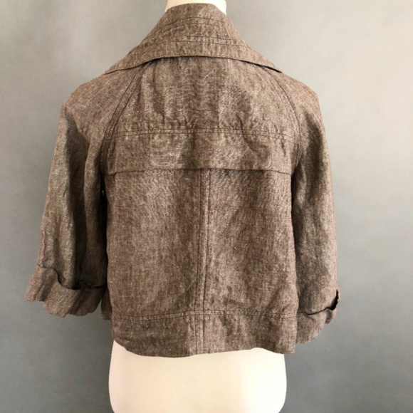 Silk Culture Tan Cropped Zip Up Coat - Picture 2 of 6